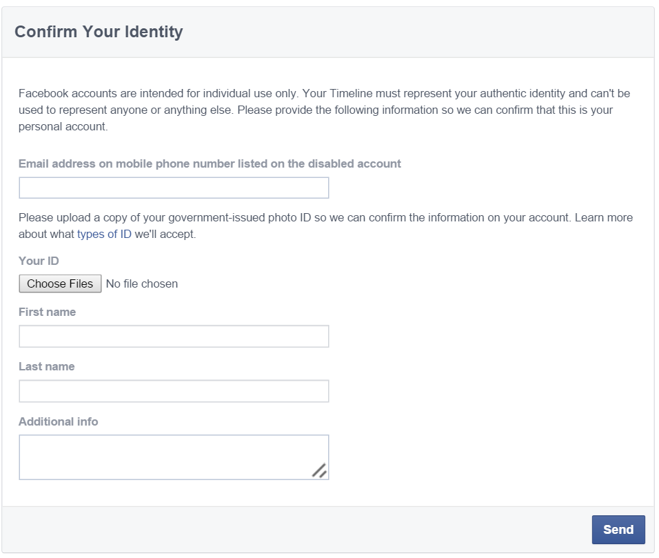 1. Facebook Confirm Your Identity.